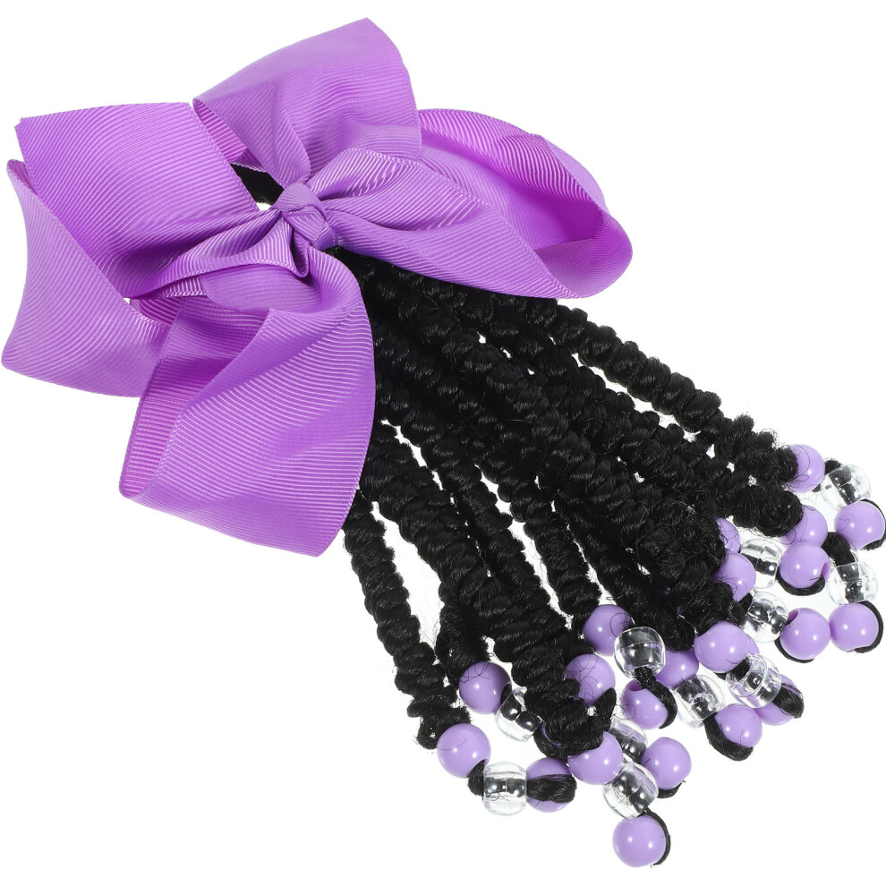 Inoomp Unisex 5Pcs Colored Beaded Bowknot Braided Hair Extension Ponytail