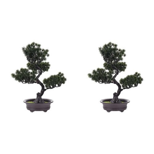 2 stk simulierte topfornamente mit künstlichen grünem tannenbaum 2