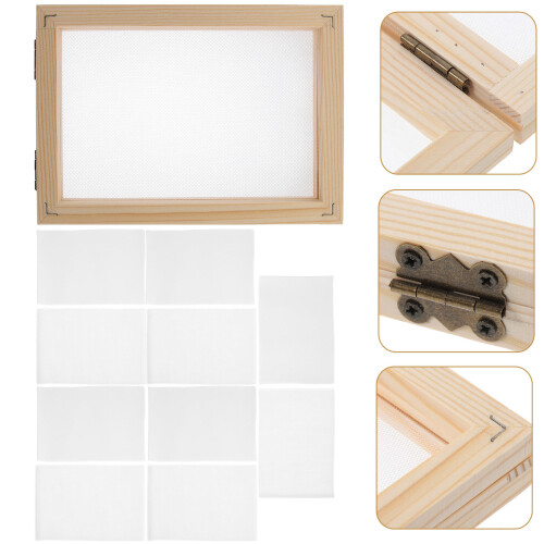 63 Pcs Diy Paper Making Kit Wooden Mold Frame Screen Tool 1
