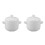 2Pcs White Ceramic Stew Pot With Lid And Handles 600Ml 4