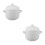 2Pcs White Ceramic Stew Pot With Lid And Handles 600Ml 8