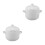 2Pcs White Ceramic Stew Pot With Lid And Handles 600Ml 9