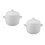 2Pcs White Ceramic Stew Pot With Lid And Handles 600Ml 6