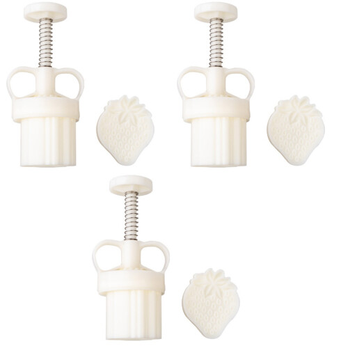 3 Pcs Strawberry Shaped Baking Mold For Hand Pressure Biscuits White 2
