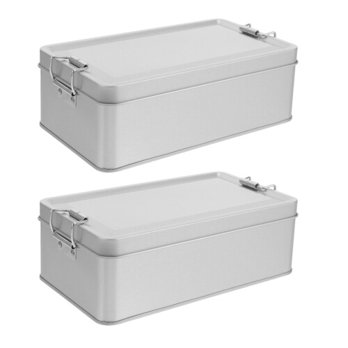 6Pièces Boîtes Métalliques Argentées Pour Stockage Fêtes 2