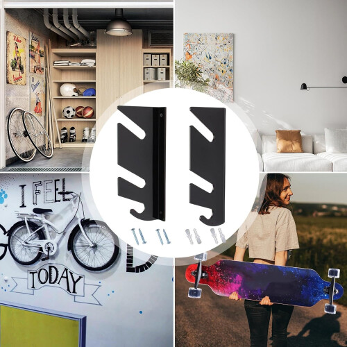 Acrylic Skateboard Wall Mount For 2 Boards - Wall Hanger With Storage Hook, Floating Display Rack, Pro Organizer 1