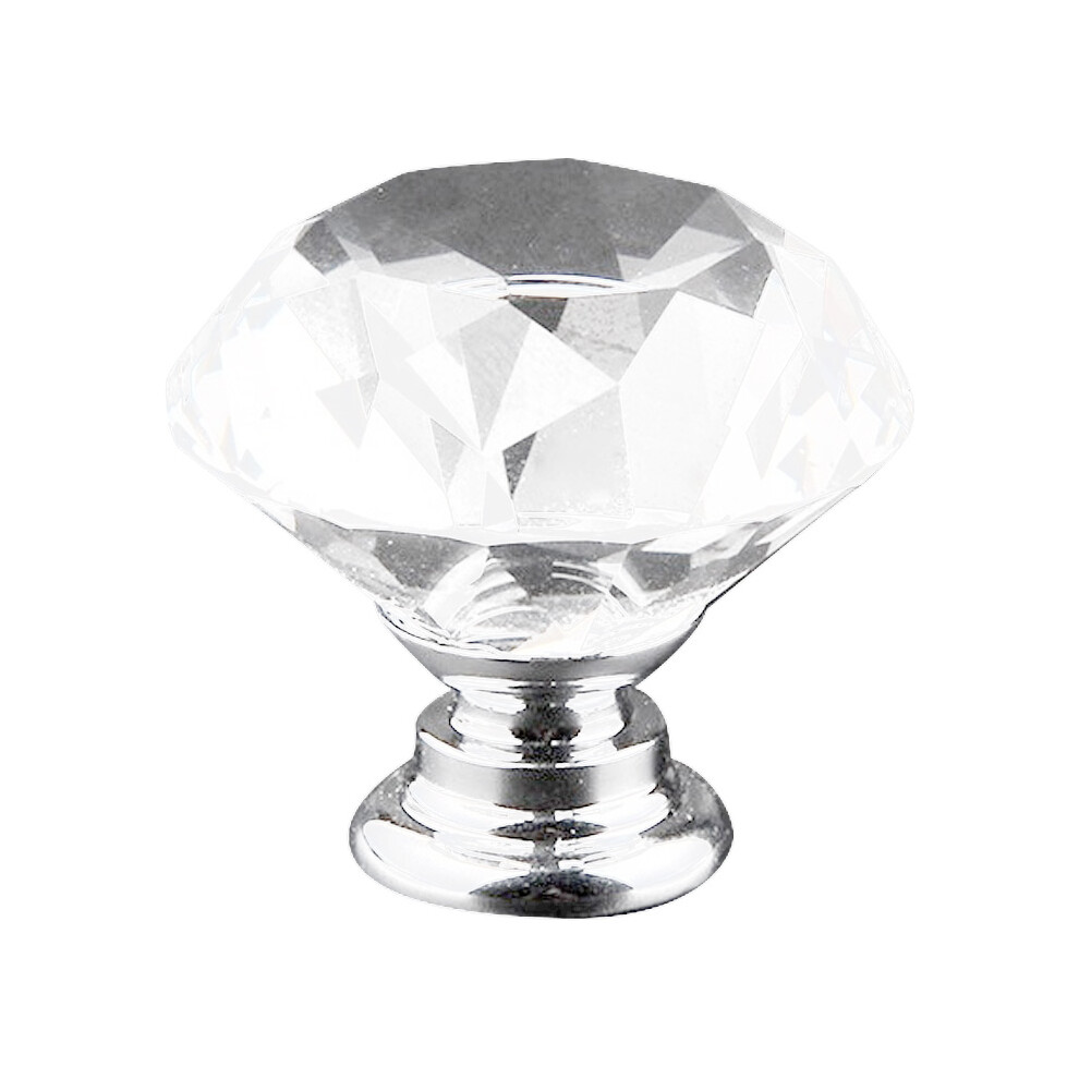 (Transparent 30Mm) 20Pcs Drawer Knobs Alloy Crystal Cabinet Handle Transparent 30Mm 685922763556