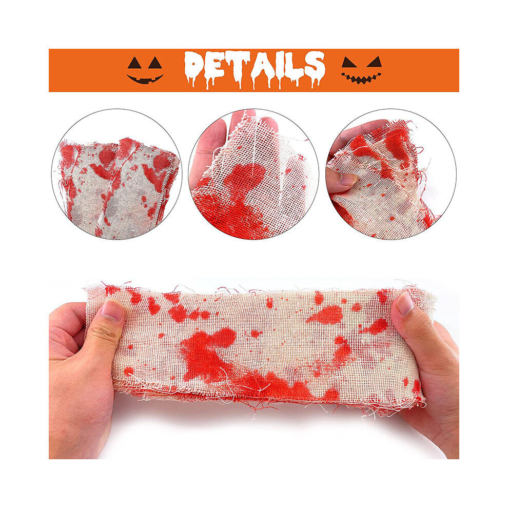 (1M / 39.4In) Halloween Blood Gauze Strip 8Cm 5M 685922765949
