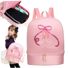 Dance Backpack Large Capacity Ballet Bag With Separate Shoe Compartment Top Handle And Shoulder Strap For Girls 3-12