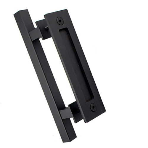 Sliding Barn Door Handle Flat Black Double Sided Rectangular Pull 1