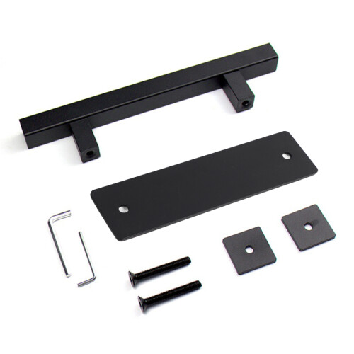 Sliding Barn Door Handle Flat Black Double Sided Rectangular Pull