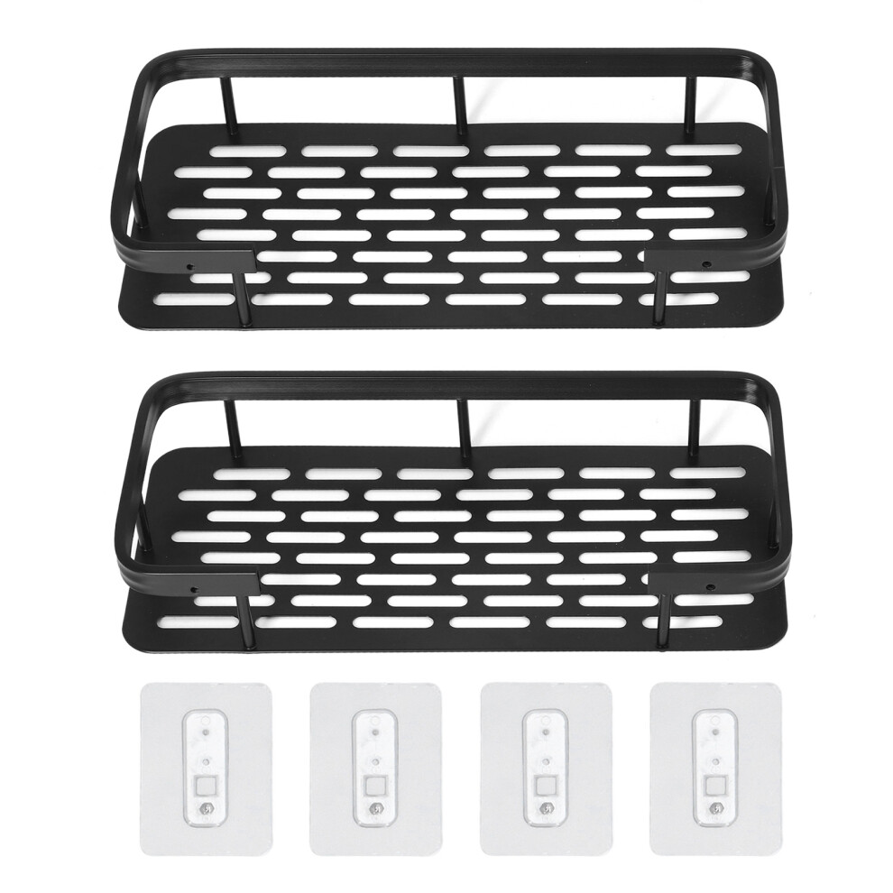 (Black) Double Layer Shower Caddy Rectangle Aluminum Space Saving Black-image-OPC-PKXZ9SP-NEW