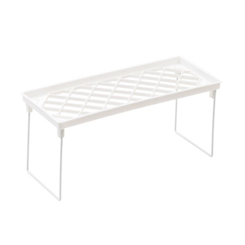 (White L) Dormitory Storage Shelf PP Metal Foldable Desktop White S