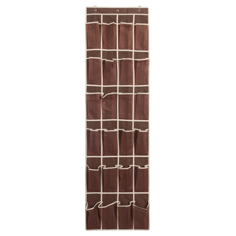 (White) 24 Pocket Over The Door Shoe Organizer Brown Beige-image-OPC-PKXZ9XX-NEW