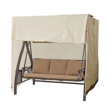 Outdoor Swing Cover 55x26x34 Inch Beige UV-Resistant Waterproof Oxford Fabric Zipper Drawstring All-Weather Protector