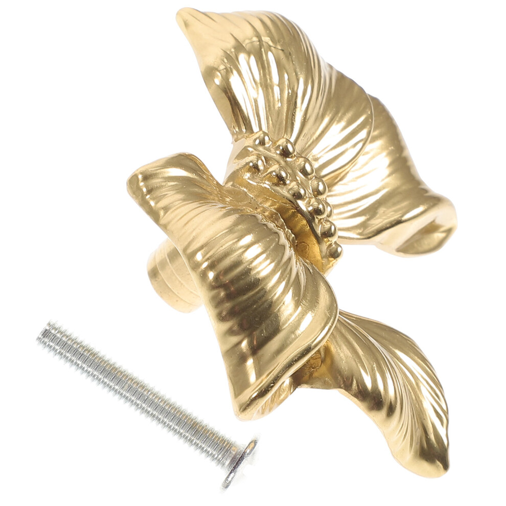 5Pcs Antique Brass Drawer Pull Bow Shape Cupboard Knob 033590381167
