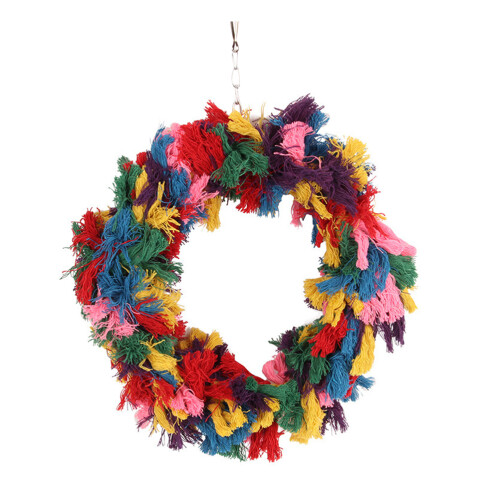 2 Pcs Parrot Cotton Rope Hanging Swing Bird Chew Ring