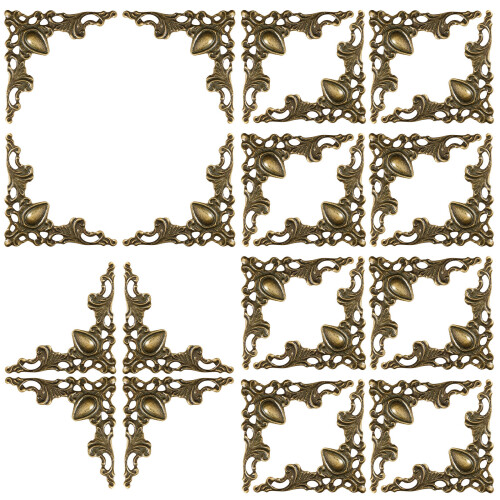 48 Pcs Vintage Metal Book Corner Protector Antique Bronze 1