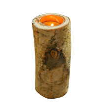 Birch Wood Trunk Candle Holder Tea Light Candlestick Pastoral Decor