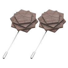 6 Pcs Wooden Boutonniere Lapel Pin For Men Suit Floral Decor