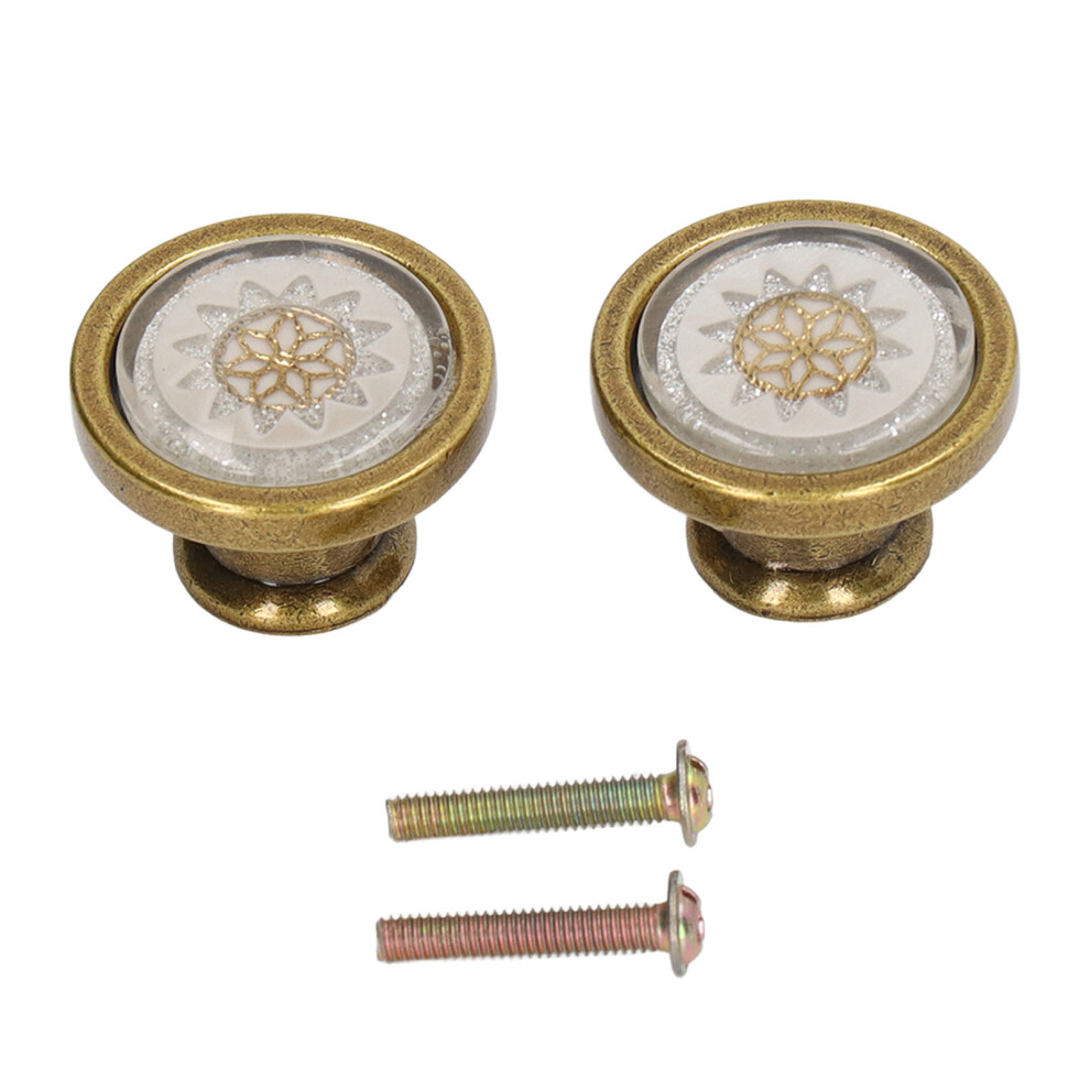 (Copper White) 2 Sets Antique Zinc Alloy Round Cabinet Handle Copper White 685922776884