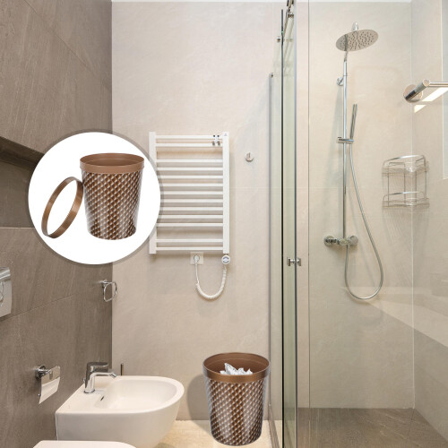 Coffee Plastic Trash Can Home Office Round Garbage Storage Bucket 1
