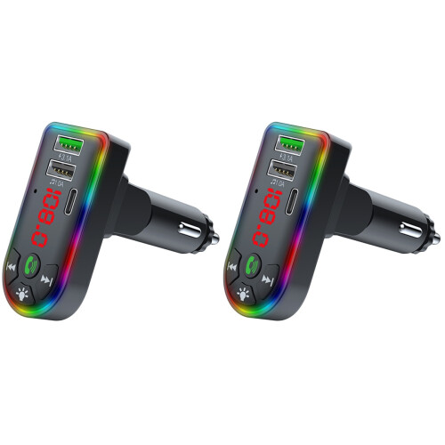 2Pcs Car Wireless Adapter Transmitter Fm Card Usb Player Charger 1