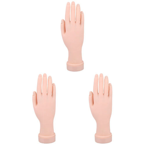 3Pcs Professional Nail Art Practice Hand Model Bendable Manicure Tool 1
