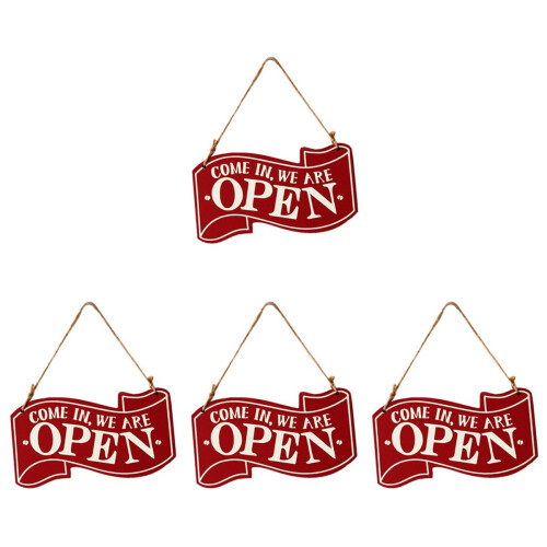 4Pcs Open Closed Sign Rustic Plaque Double Sided Hanging For Bars 1