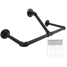 22in Industrial Pipe Wall Mounted Clothes Rack Iron Hanger Bar