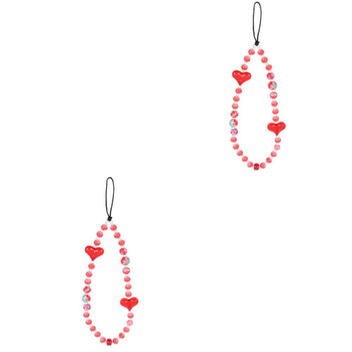 2 Pack Mobile Phone Hanging Chain Beads Strap Holder Lanyard Lanyards 2