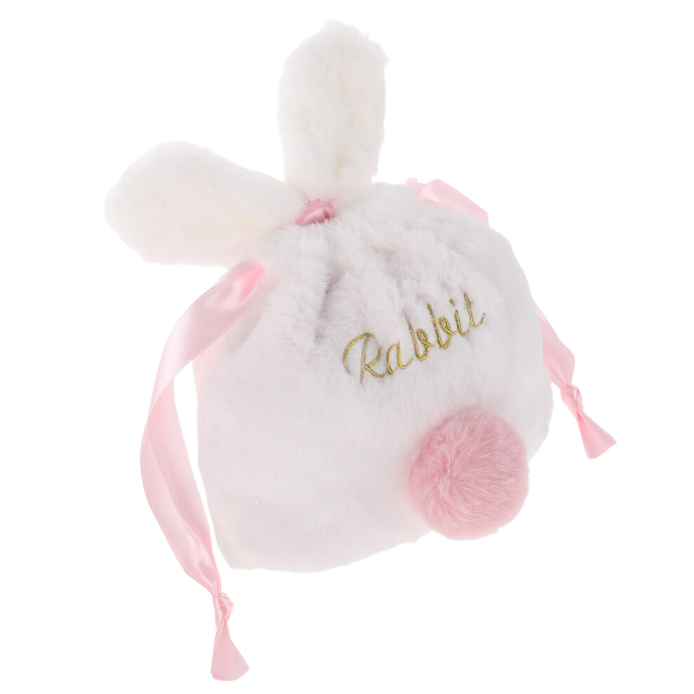 Solustre 2Pcs Kawaii Bunny Drawstring Makeup Bag Plush Cosmetic Travel Pouch