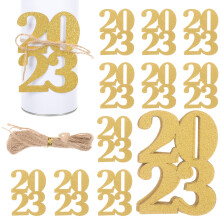 40Pcs 2023 Graduation Cutouts Tags Glitter Centerpieces Sticks