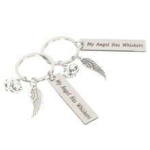 4 Pcs Pet Keepsake Keychain Metal Cat Memorial Decorative Key Chain