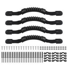 Kayak Carry Handle Kit 4 Piece Handles With 24 Rivets 12 Pad Eyes 16 Screws Replacement Handles For Kayaks Luggage Black