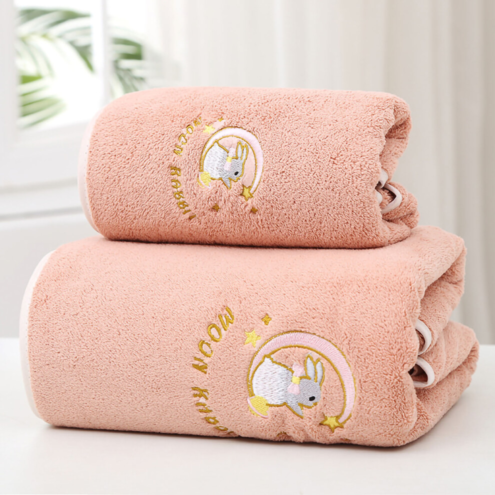 (Pink 70x140) Bath Towel Coral Fleece Soft 34x76 Pink-image-OPC-PKXZNVJ-NEW