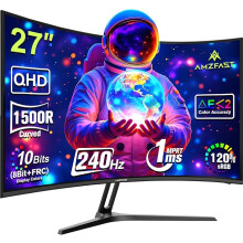 27 Inch 240Hz Gaming Monitor, Curved VA Panel, Amzfast