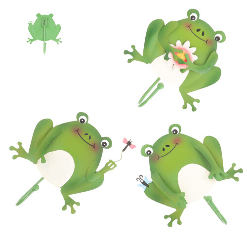 9 Pcs Wall Hanging Hooks Key Holder Frog Shape Organizer 2