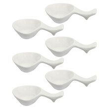 6Pcs Dip Serving Dishes With Chopstick Rests Condiment Plates White