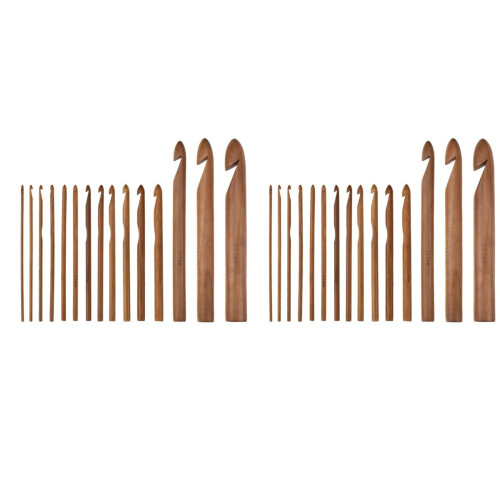 30 Pcs Carbonized Bamboo Crochet Hooks Set Knitting Woven Needle 1