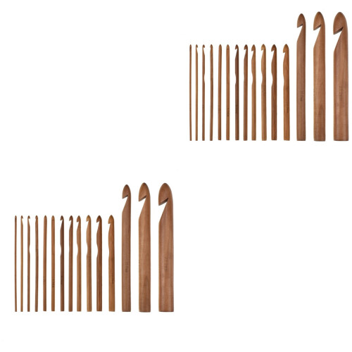 30 Pcs Carbonized Bamboo Crochet Hooks Set Knitting Woven Needle 2