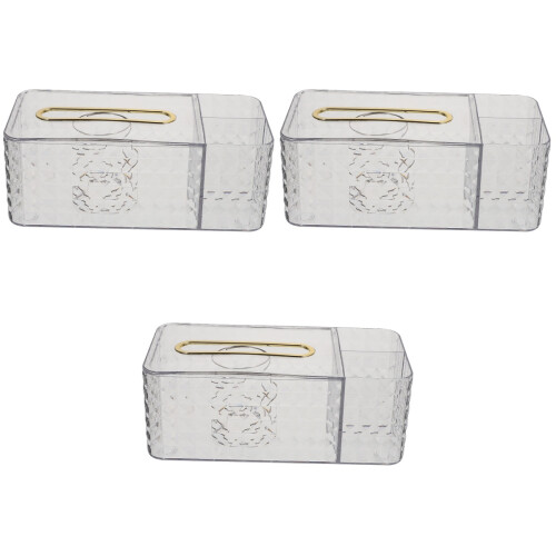 3Pièces Boîtes À Mouchoirs Transparentes Multi-Usages Pour Bureau 2