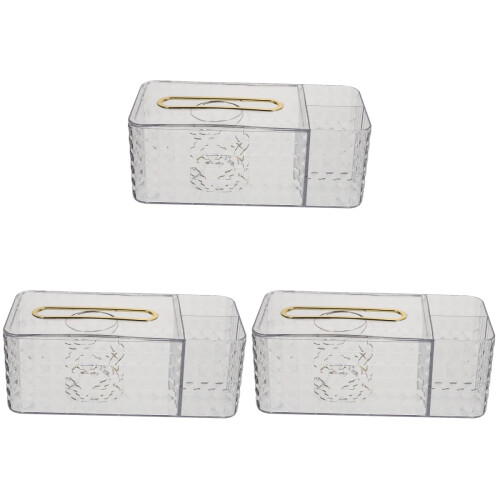 3Pièces Boîtes À Mouchoirs Transparentes Multi-Usages Pour Bureau 1