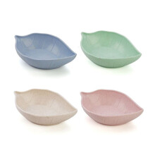 4 Pcs Straw Seasoning Dish Leaves Shape 11 X 7 X 2.5 Cm