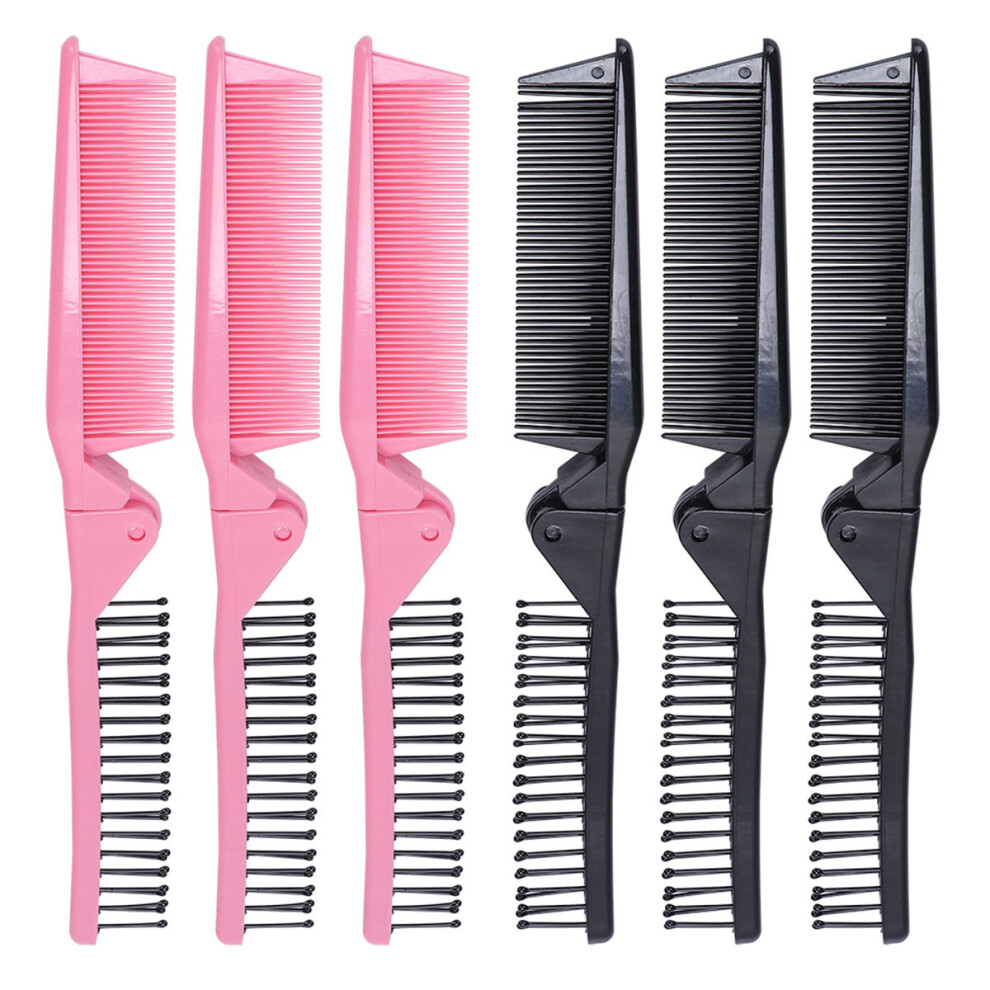 Villcase Unisex 3Pcs 1 Bag/6Pcs Foldable Double-Headed Anti-Static Hair Comb
