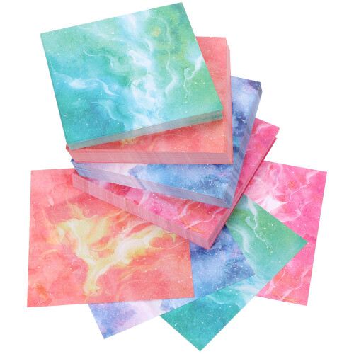 4 Count Square Origami Paper Colored Folding Diy Foldable Child