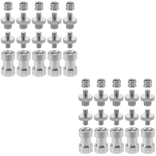 2 Sets Metal 1/4 To 3/8 Screw Adapter Converter 1