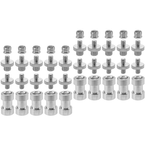 2 Sets Metal 1/4 To 3/8 Screw Adapter Converter 2