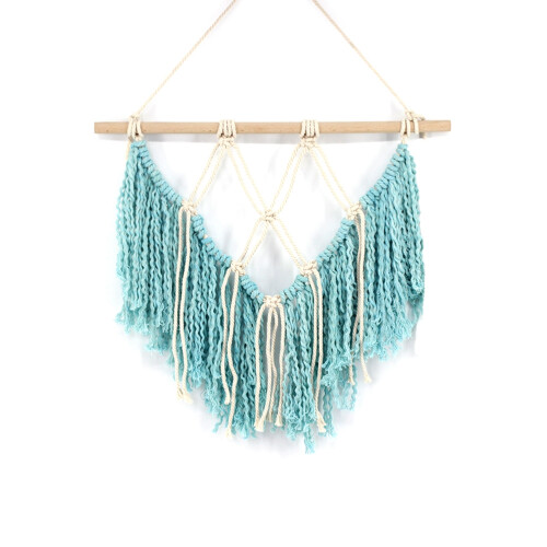 2Pcs Handmade Tassel Wall Hanging Tapestry 40X45Cm Blue