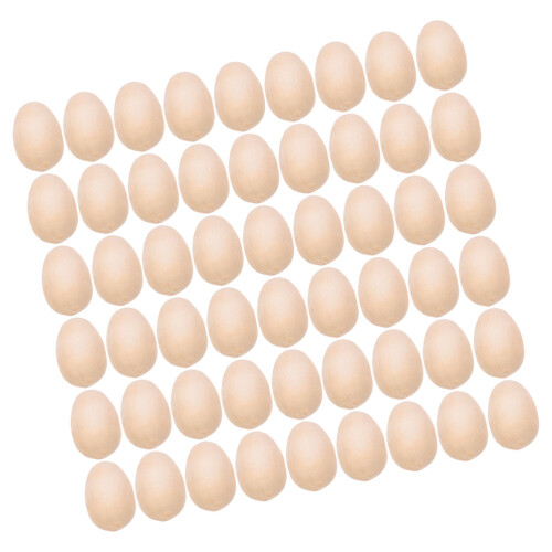 3 Count Wood Eggs Unfinished Simulation Wooden Fake For Decorating 2